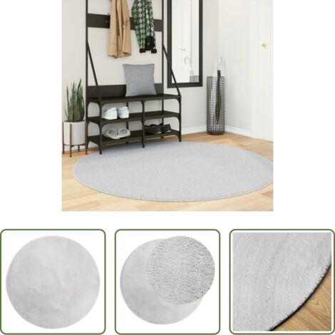 Tappeto antiscivolo -  Tappeto a Pelo Corto HUARTE Morbido e Lavabile Grigio Ø 160 cm