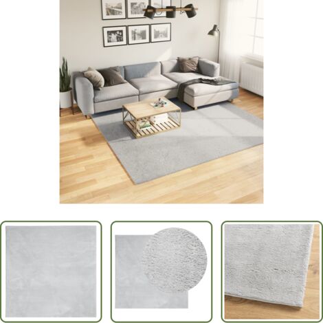 Tappeto antiscivolo -  Tappeto a Pelo Corto HUARTE Morbido e Lavabile Grigio 240x240cm