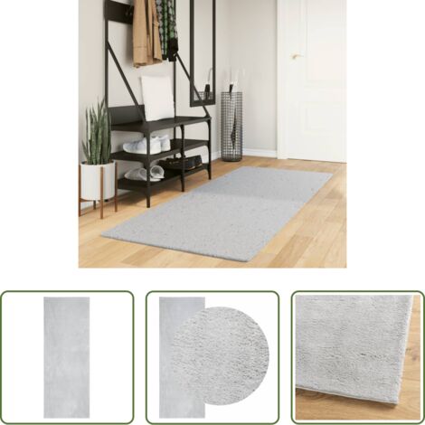 Tappeto antiscivolo -  Tappeto a Pelo Corto HUARTE Morbido e Lavabile Grigio 80x200 cm