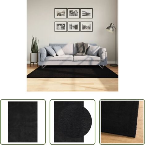 Tappeto antiscivolo -  Tappeto a Pelo Corto HUARTE Morbido e Lavabile Nero 120x170cm