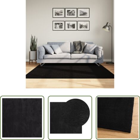 Tappeto antiscivolo -  Tappeto a Pelo Corto HUARTE Morbido e Lavabile Nero 160x160cm