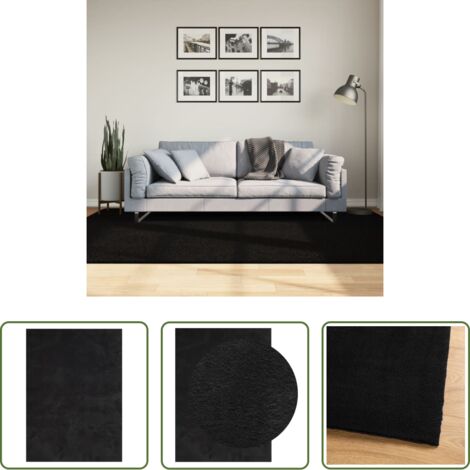 Tappeto antiscivolo -  Tappeto a Pelo Corto HUARTE Morbido e Lavabile Nero 160x230cm