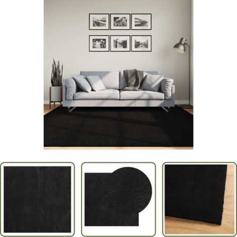 Tappeto antiscivolo -  Tappeto a Pelo Corto HUARTE Morbido e Lavabile Nero 200x200cm