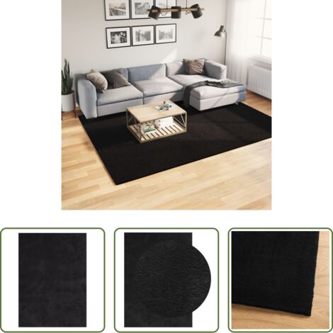 Tappeto antiscivolo -  Tappeto a Pelo Corto HUARTE Morbido e Lavabile Nero 200x280cm