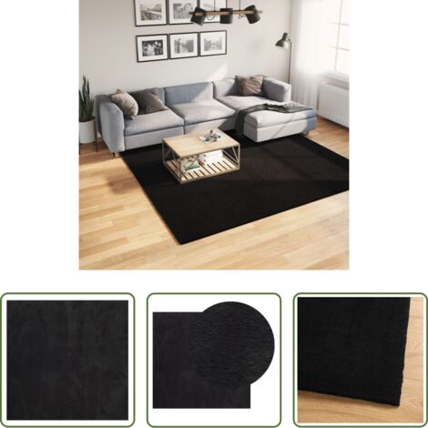 Tappeto antiscivolo -  Tappeto a Pelo Corto HUARTE Morbido e Lavabile Nero 240x240cm