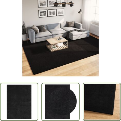 Tappeto antiscivolo -  Tappeto a Pelo Corto HUARTE Morbido e Lavabile Nero 240x340cm