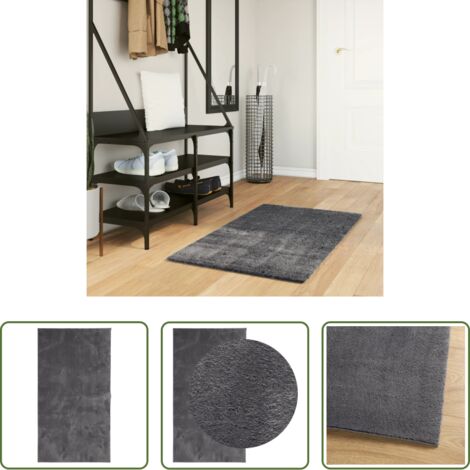 Tappeto antiscivolo -  Tappeto a Pelo Corto HUARTE Morbido Lavabile Antracite 60x110cm