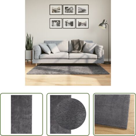 Tappeto antiscivolo -  Tappeto a Pelo Corto HUARTE Morbido Lavabile Antracite 80x150cm