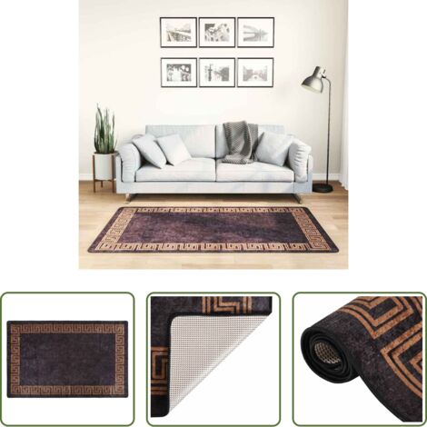 Tappeto antiscivolo -  Tappeto Lavabile 80x150 cm Nero e Oro
