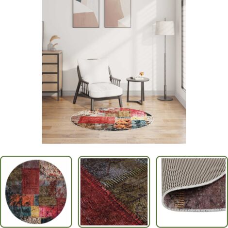Tappeto antiscivolo -  Tappeto Lavabile Patchwork φ120 cm Multicolore