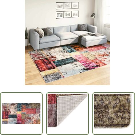 Tappeto antiscivolo -  Tappeto Lavabile Patchwork 190x300 cm Multicolore