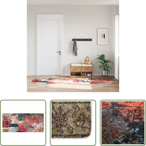 Tappeto antiscivolo -  Tappeto Lavabile Patchwork 80x300 cm Multicolore