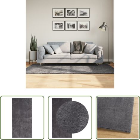Tappeto antiscivolo -  Tappeto Pelo Corto HUARTE Morbido Lavabile Antracite 100x200 cm