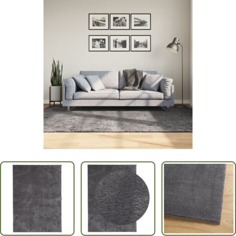 Tappeto antiscivolo -  Tappeto Pelo Corto HUARTE Morbido Lavabile Antracite 160x230 cm