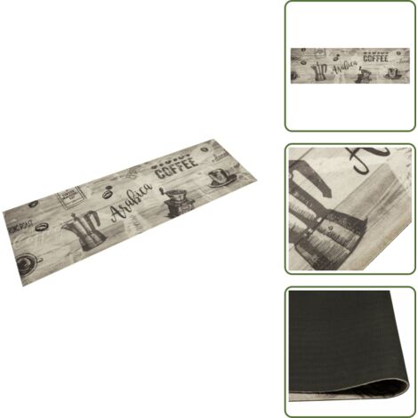 Tappeto antiscivolo - vidaXL Tappeto da Cucina Lavabile Grigio Caffè 45x150 cm in Velluto - Tappeto grigio caffè