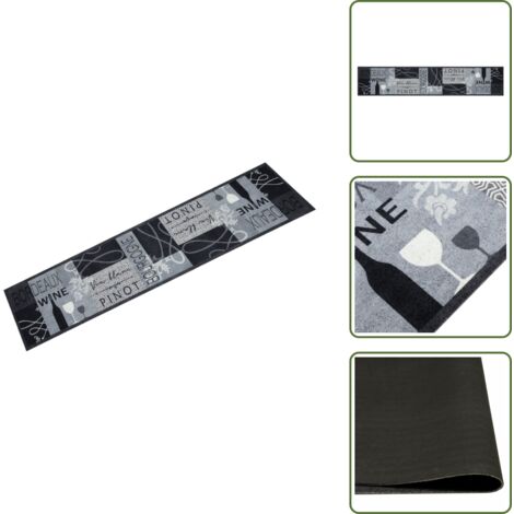 Tappeto antiscivolo - vidaXL Tappeto da Cucina Lavabile Grigio Vino 60x300 cm in Velluto - Tappeto da cucina grigio vino