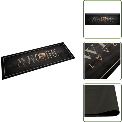 Tappeto antiscivolo - vidaXL Tappeto da Cucina Lavabile Testo Caffè 60x180 cm in Velluto - Tappeto caffè