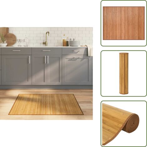 Tappeto antiscivolo - vidaXL Tappeto Rettangolare Natura 80x100 cm in Bambù - Tappeto decorativo