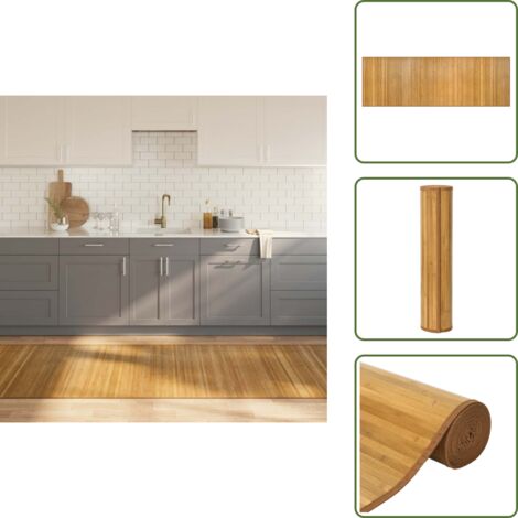 Tappeto antiscivolo - vidaXL Tappeto Rettangolare Naturale 100x300 cm in Bambù - Tappeto per soggiorno