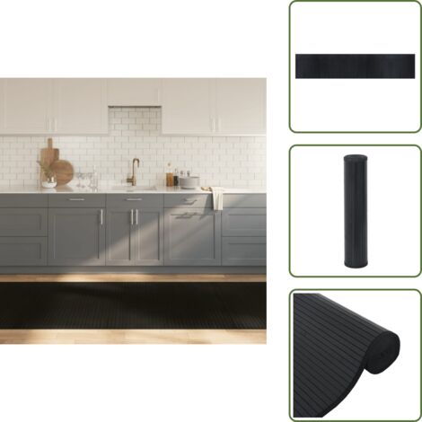 Tappeto antiscivolo - vidaXL Tappeto Rettangolare Nero 100x1000 cm in Bambù - Tappeto per soggiorno