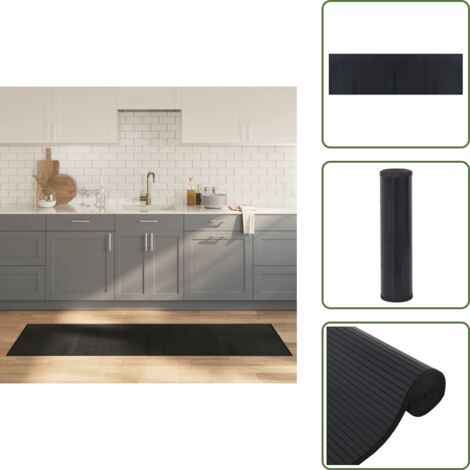 Tappeto antiscivolo - vidaXL Tappeto Rettangolare Nero 60x200 cm in Bambù - Tappeto per soggiorno