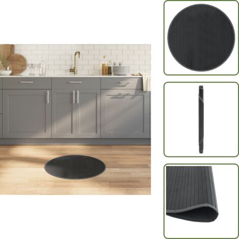 Tappeto antiscivolo - vidaXL Tappeto Rotondo Grigio 60 cm in Bambù - Tappeto per soggiorno