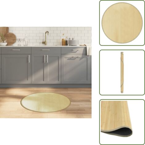Tappeto antiscivolo - vidaXL Tappeto Rotondo Naturale Chiaro 80 cm in Bambù - Tappeto in legno