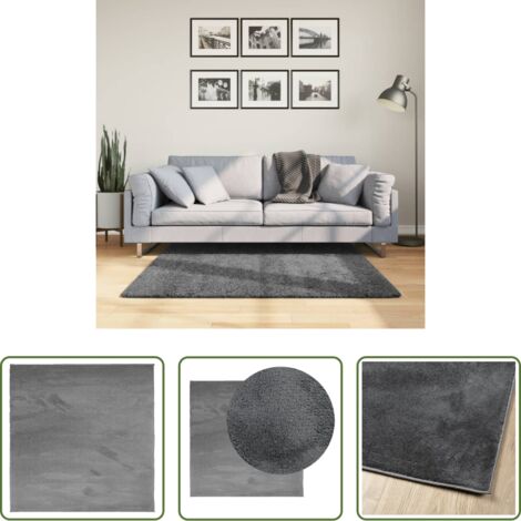 Tappeto antracite -  Tappeto OVIEDO a Pelo Corto Antracite 120x120 cm