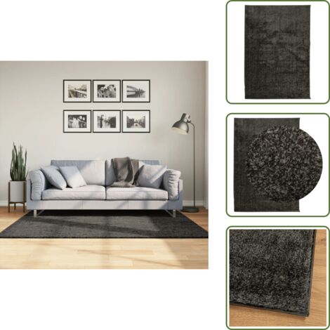 Tappeto antracite - vidaXL Tappeto a Pelo Lucido Lungo ISTAN Effetto Antracite 120x170 cm - Tappeto per soggiorno