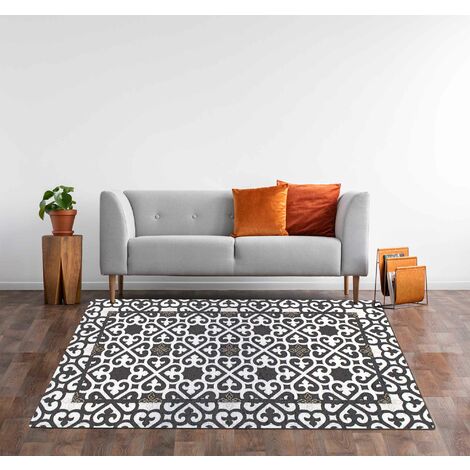 Tappeto Arredo Moderno Morbido in Ciniglia Ingresso Antiscivolo Prodotto Italiano Soggiorno Camera Salotto Disegni Piazzati Cotone Varie Misure Grande Arabic Antracite - 175x280 cm
