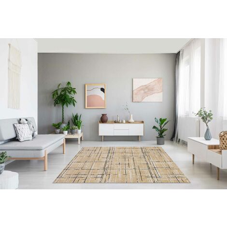 Tappeto Arredo Moderno Morbido in Ciniglia Ingresso Antiscivolo Prodotto Italiano Soggiorno Camera Salotto Disegni Piazzati Cotone Varie Misure Grande Graffiato Visone - 160x240Cm