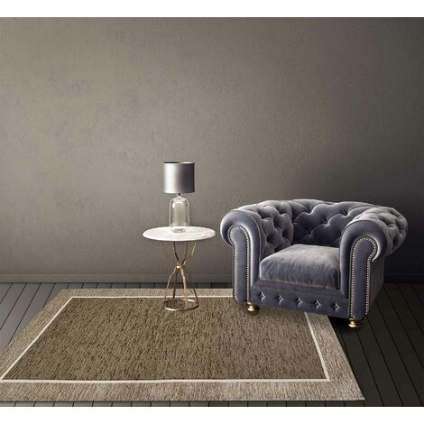Tappeto Arredo Moderno Morbido in Ciniglia Ingresso Antiscivolo Prodotto Italiano Soggiorno Camera Salotto Disegni Piazzati Cotone Varie Misure Grande Roma GrigioScuro - 65x115Cm