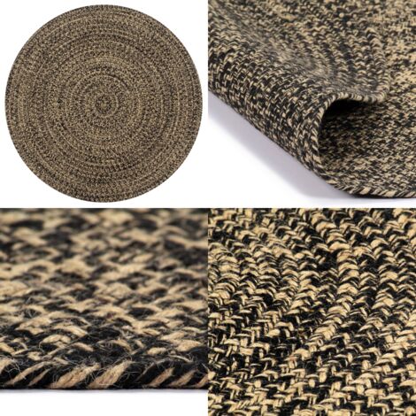 Tappeto Artigianale in Juta Nero e Naturale 120 cm - Tappeto artigianale - Tappeto naturale