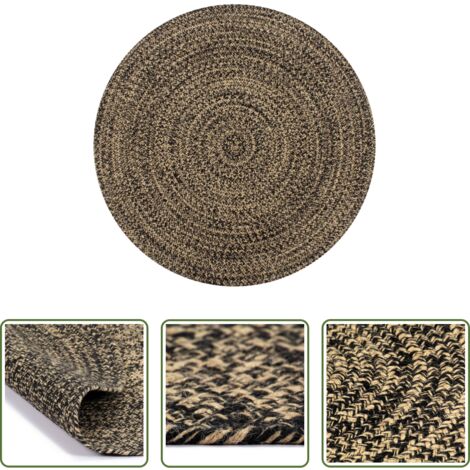Tappeto artigianale -  Tappeto Artigianale in Juta Nero e Naturale 120 cm