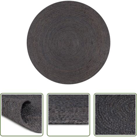 Tappeto artigianale -  Tappeto Lavorato a Mano in Juta Rotondo 120 cm Grigio Scuro