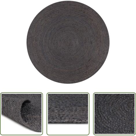 Tappeto artigianale -  Tappeto Lavorato a Mano in Juta Rotondo 150 cm Grigio Scuro