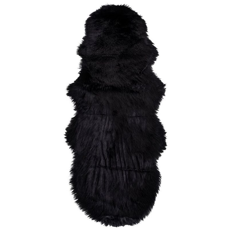 Tappeto Asimmetrico Lambskin, Poliestere, Nero