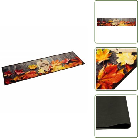 Tappeto autunno - vidaXL Tappeto da Cucina Lavabile Autunno 60x300 cm in Velluto - Tappeto da cucina in velluto