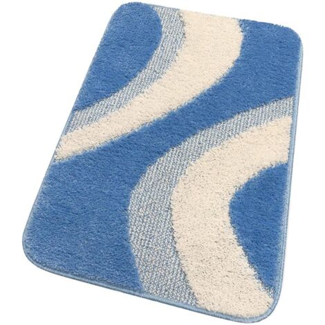 Tappeto Bagno 50x110 cm Scendi Letto 100% Made in Italy Antiscivolo Shaggy 3D Moderno Assorbente - Azzurro
