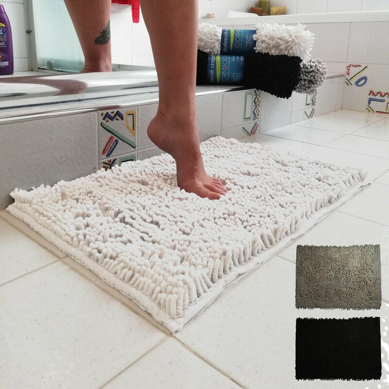 Image of Tappeto bagno antiscivolo, tappeto doccia vasca, tappeti Scendiletto asciugapasso stromboli / bianco