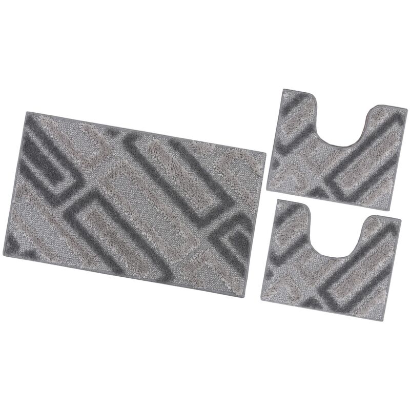 Tappeto Bagno Moderno Parure Set 3 Pezzi Soffice Shaggy Assorbente ...