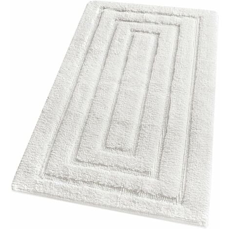 Tappeto Bagno Puro Cotone Elegante Lussuoso Morbido Scendiletto Antiscivolo 100% Made in Italy Bianco - 60x40 cm
