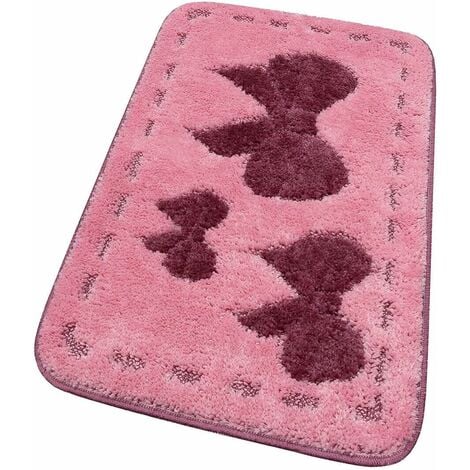 SET DI TAPPETI Bagno 2 pezzi Design Foglia antiscivolo lavabile - colore  rosa EUR 49,99 - PicClick IT