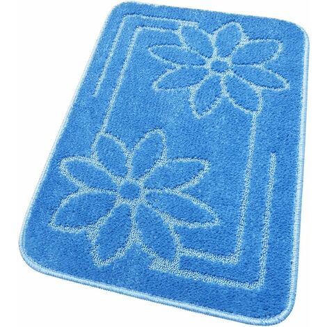 Tappeto Bagno Tinta Unita Antiscivolo Assorbente Scendiletto 100% Made In Italy Azzurro - 50x110 cm