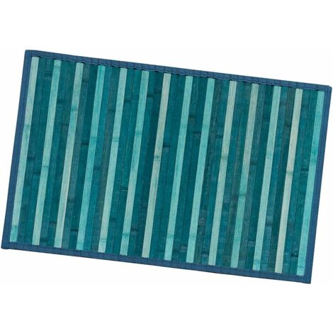 Tappeto Bamboo Legno Stuoia Cucina Bagno Camera Degradè Tovaglietta Colazione Retro Antiscivolo Blu - 50x135 cm