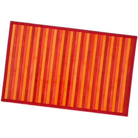 Tappeto Bamboo Legno Stuoia Cucina Bagno Camera Degradè Tovaglietta Colazione Retro Antiscivolo Rosso - 50x175 cm