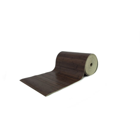 Tappeto Bamboo Passatoia Antiscivolo In Tinta Unita Colore Marrone, misura50x100coloreMarrone