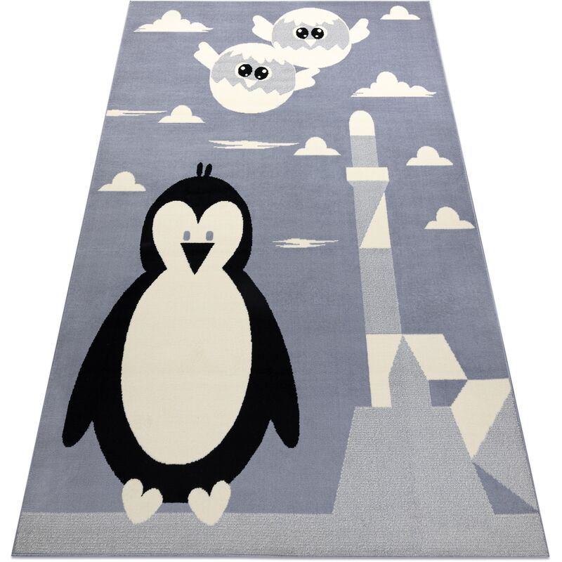 Image of Tappeto BCF FLASH Penguin 3997 - Pinguino grigio grey 140x190 cm