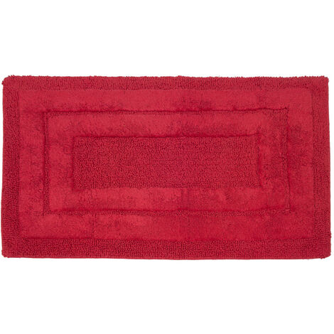 Tappeto Casa Bagno Cotone Spugna Morbida Tinta Unita Antiscivolo Sirio Carminio, misura50x80coloreCarminio