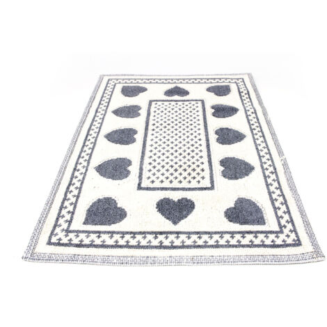 Tappeto Casa Bagno/Cucina Cotone Con Cuori Disegno Braies Colore Grigio, misuraPar 3PzcoloreGrigio